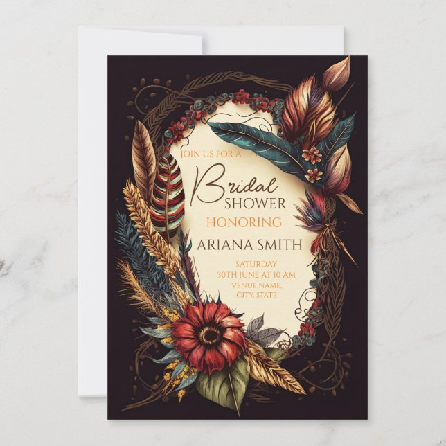 Customizable Bridal Shower Card in Boho Style (Front)
