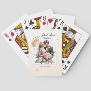 Customizable Bride and Groom Peach Playing Cards