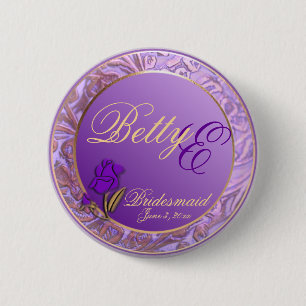 Customizable Bridesmaid Elegant Purple Keepsake 2 Inch Round Button