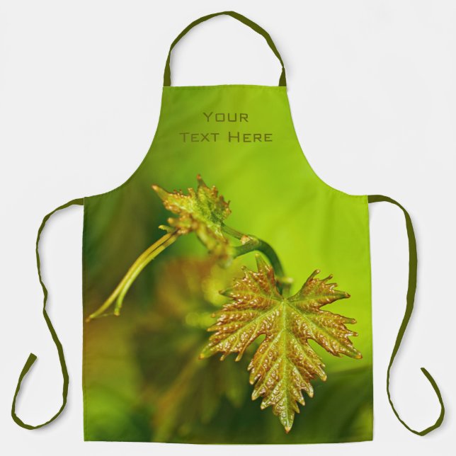Customizable Bright Green Vine Leaf Oenologist Apron (Front)
