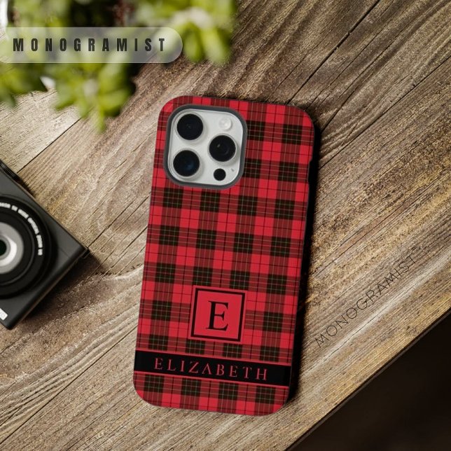Customizable Bright Red Pink Black Chequered  iPhone Case (Creator Uploaded)