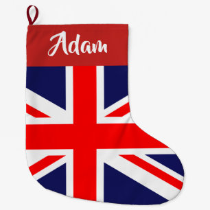 Customizable British Flag Large Christmas Stocking
