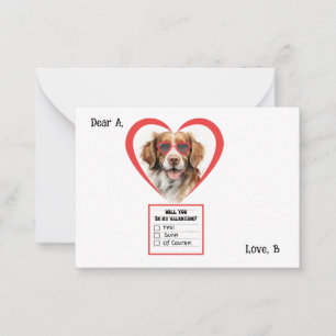 Customizable Brittany Spaniel Dog Valentine Note Card