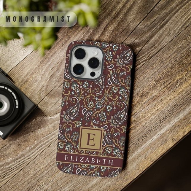 Customizable Brown Grey White Paisley Pattern iPhone Case (Customizable Brown Grey White Paisley Pattern iPhone Case)