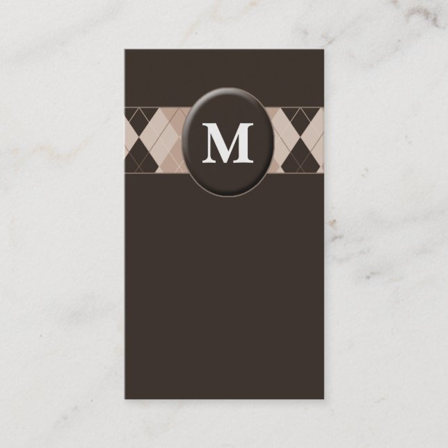 Customizable Brown Monogram Business Cards (Front)