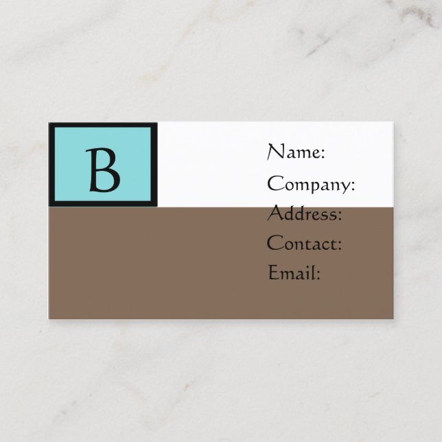 Customizable Brown Monogram Business Cards (Front)