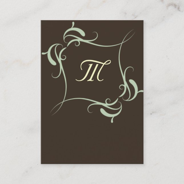 Customizable Brown Monogram Business Cards (Front)