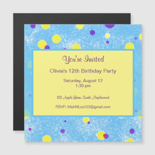 Customizable Bubble Dots Birthday Party Magnetic I Invitation