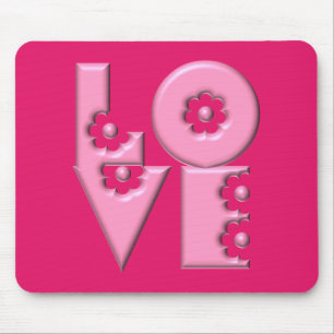 Customizable Bubblegum Pink 3D LOVE Square Mouse Pad