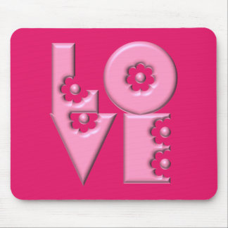 Customizable Bubblegum Pink 3D LOVE Square Mouse Pad