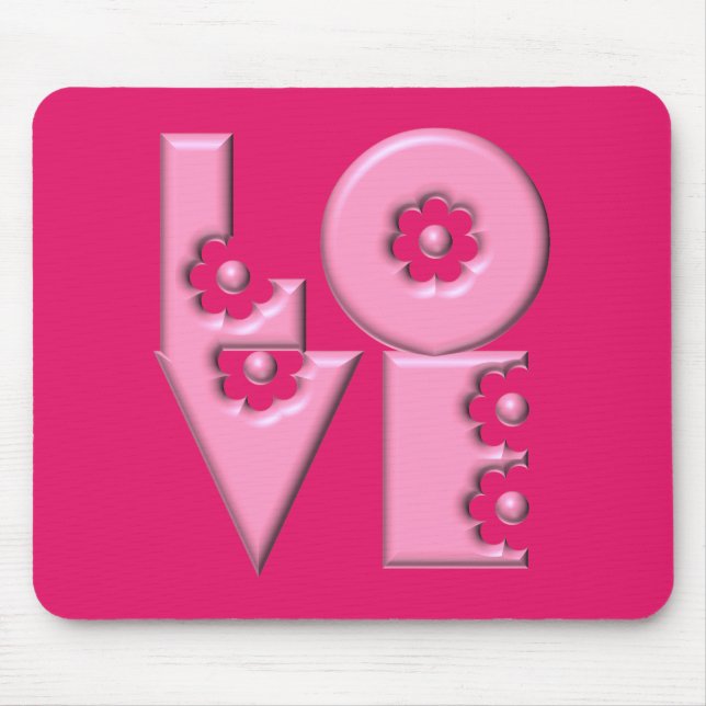 Customizable Bubblegum Pink 3D LOVE Square Mouse Pad (Front)