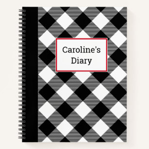 Customizable Buffalo Plaid Diary Notebook