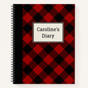 Customizable Buffalo Plaid Diary Notebook
