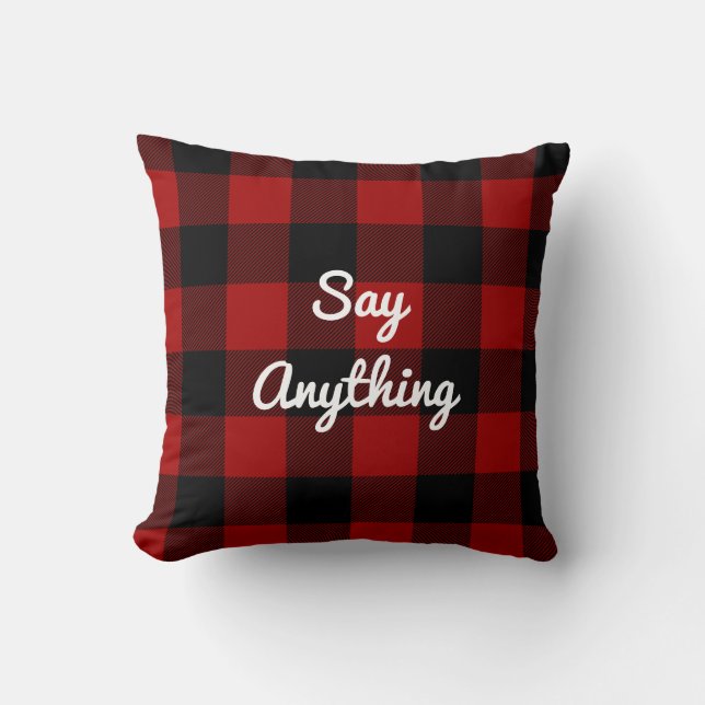 Customizable Buffalo Plaid Throw Pillow (Front)
