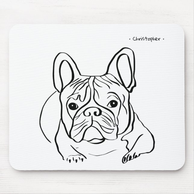 Customizable Bulldog Line Art Mouse Pad (Front)