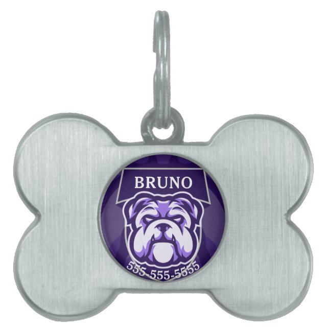Customizable Bulldog  Pet ID Tag (Front)