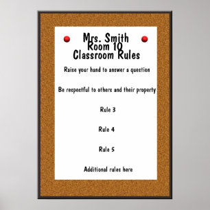 CUSTOMIZABLE- Bulletin Board Classroom Rules Poster