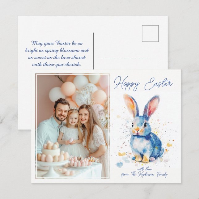 Customizable 🐇Bunny Bliss Easter Greetings Holiday Postcard (Front/Back)