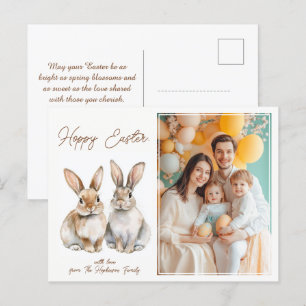 Customizable 🐇Bunny Bliss Greetings Holiday Postcard