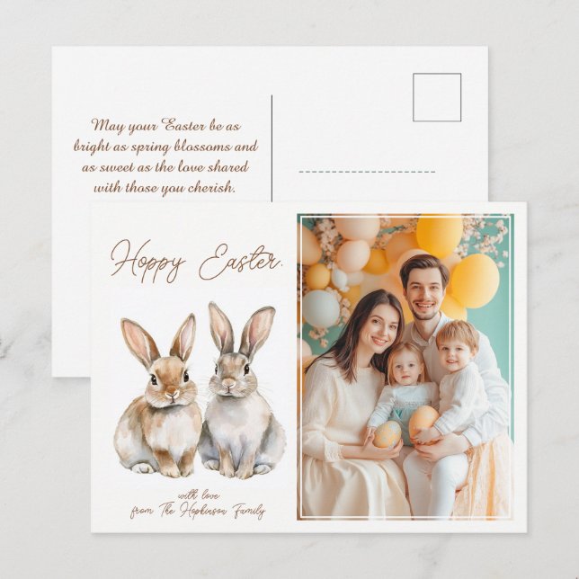 Customizable 🐇Bunny Bliss Greetings Holiday Postcard (Front/Back)