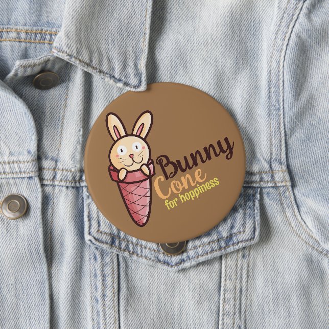 Customizable Bunny Cone 4 Inch Round Button (In Situ)
