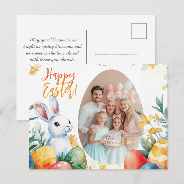 Customizable 🐇Bunny & Egg-stravaganza Holiday Postcard (Front/Back)