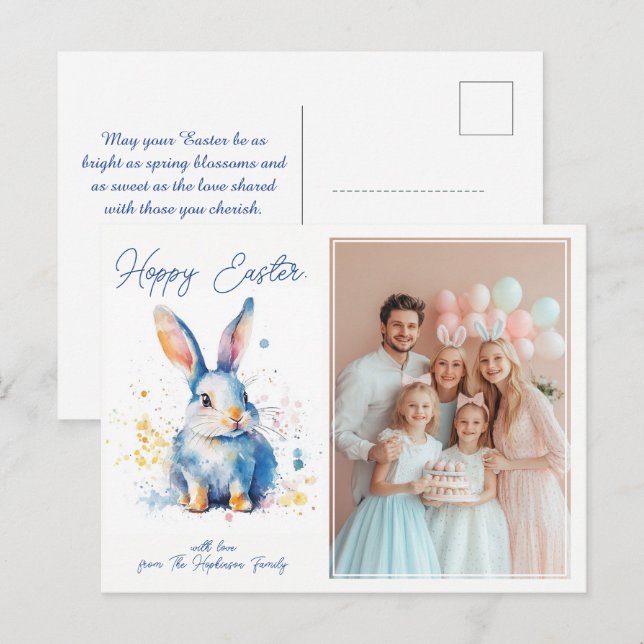Customizable 🐇Bunny Love Easter Holiday Postcard (Front/Back)
