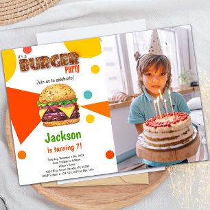 Customizable Burger Party Invitations for Kids