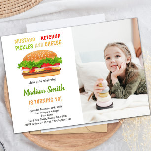 Customizable Burger Party Invitations for Kids