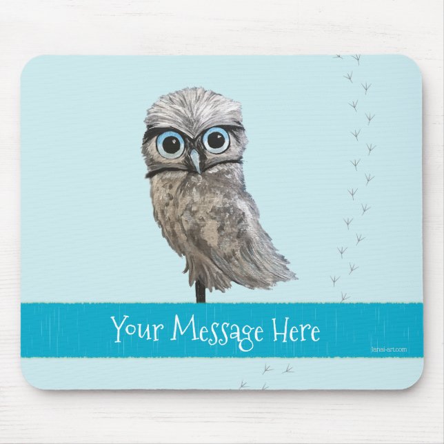 Customizable Burrowing Owl Coastal Art Mouse Pad (Front)