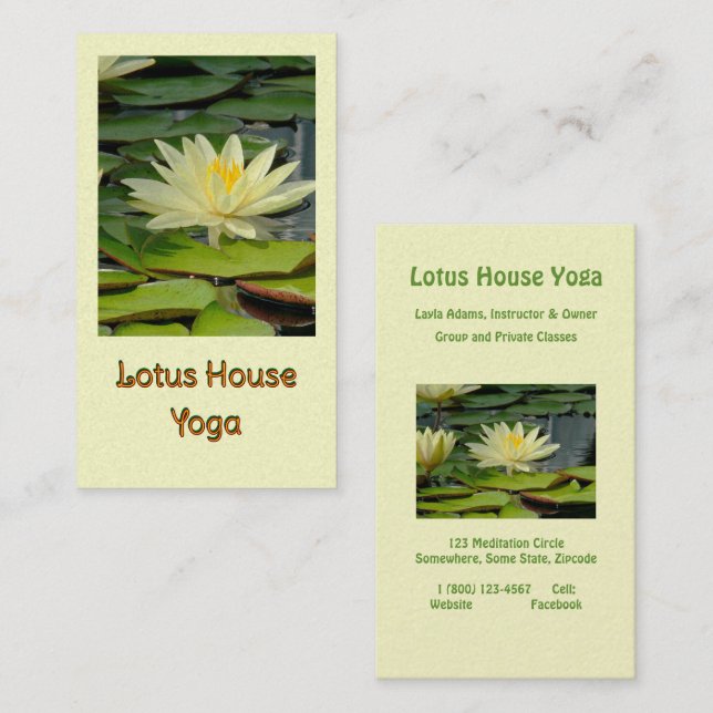 CUSTOMIZABLE BUS. CARD/YELLOW LOTUS BLOSSOM BUSINESS CARD (Front/Back)