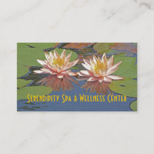 CUSTOMIZABLE BUS.CARDS/2 PEACHY-PINK LOTUS BLOSSOM BUSINESS CARD