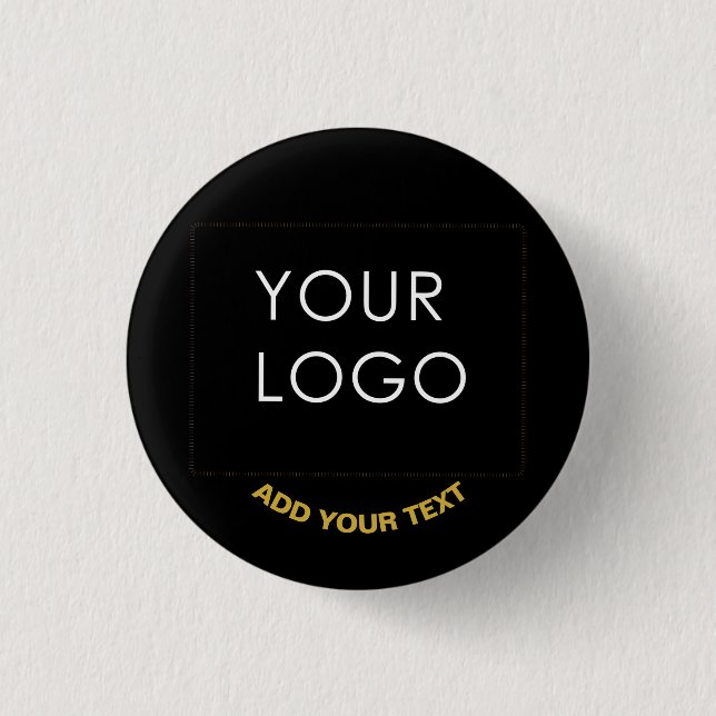 Customizable Business Add Logo Modern Black   1 Inch Round Button (Front)