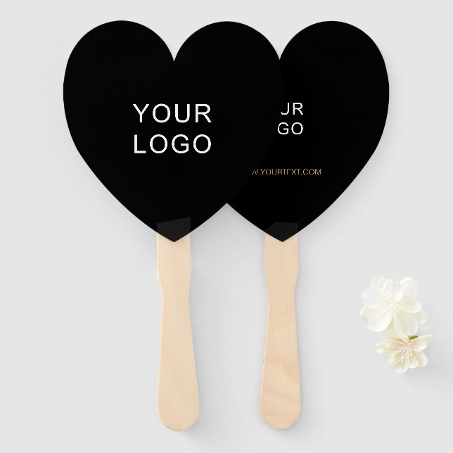 Customizable Business Add Logo Modern Black Hand Fan (Front and Back)