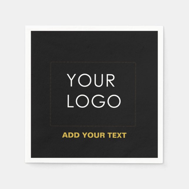 Customizable Business Add Logo Modern Black  Napkin (Front)