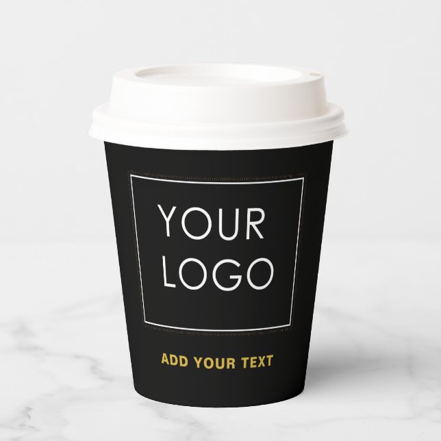 Customizable Business Add Logo Modern Black Paper Cups (Front)