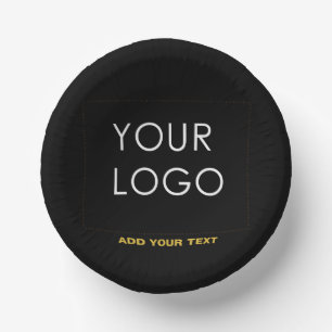 Customizable Business Add Logo Modern Black Paper Plate