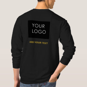 Customizable Business Add Logo Modern Black T-Shirt