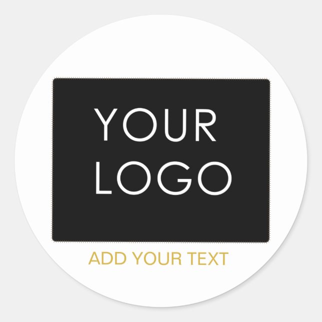 Customizable Business Add Logo Modern White   Classic Round Sticker (Front)