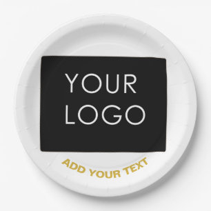 Customizable Business Add Logo Modern White Paper Plate