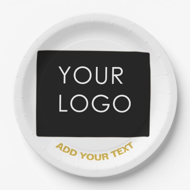 Customizable Business Add Logo Modern White Paper Plate (Front)