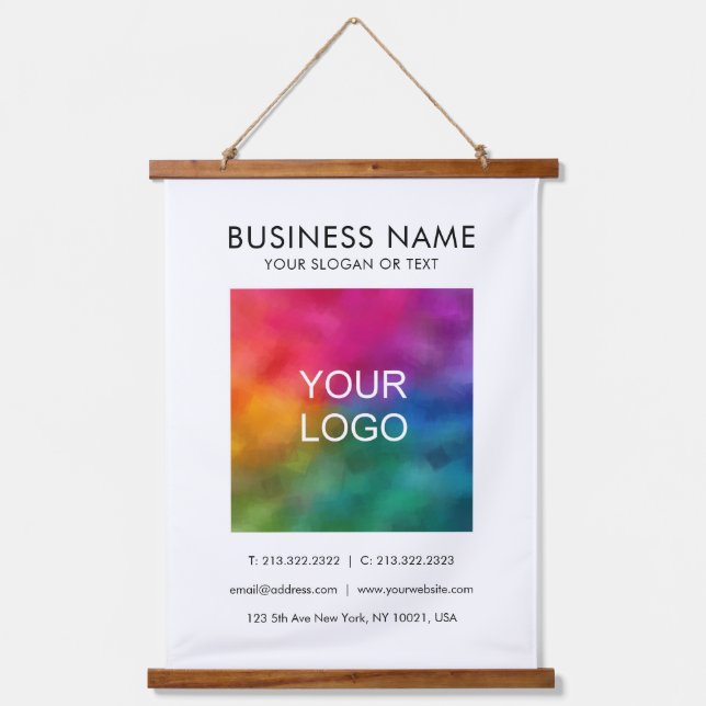 Customizable Business Company Logo Text Template Hanging Tapestry (Front)