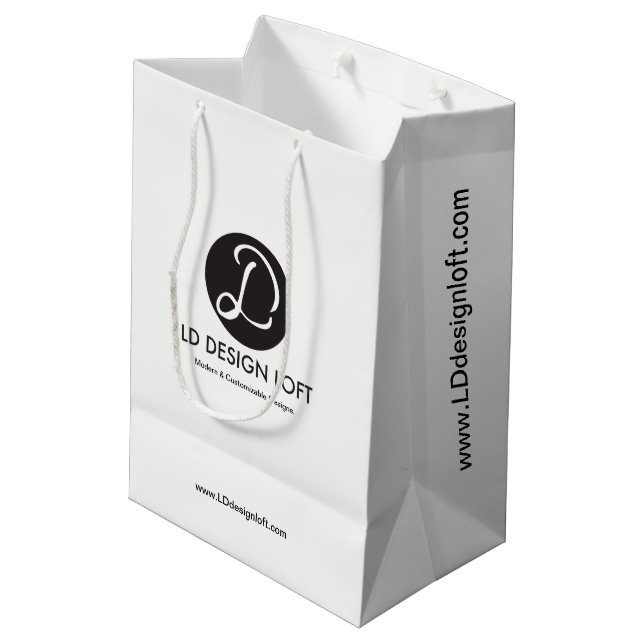 Customizable Business Company website Your Logo Medium Gift Bag (Back Angled)