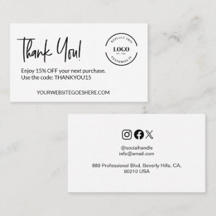 Customizable Business Logo Discount Code Card