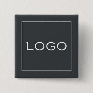 Customizable Business Logo on Charcoal Grey 2 Inch Square Button