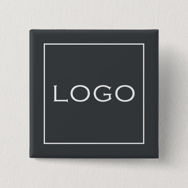 Customizable Business Logo on Charcoal Grey 2 Inch Square Button (Front)