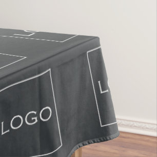 Customizable Business Logo Pattern, Charcoal Grey Tablecloth