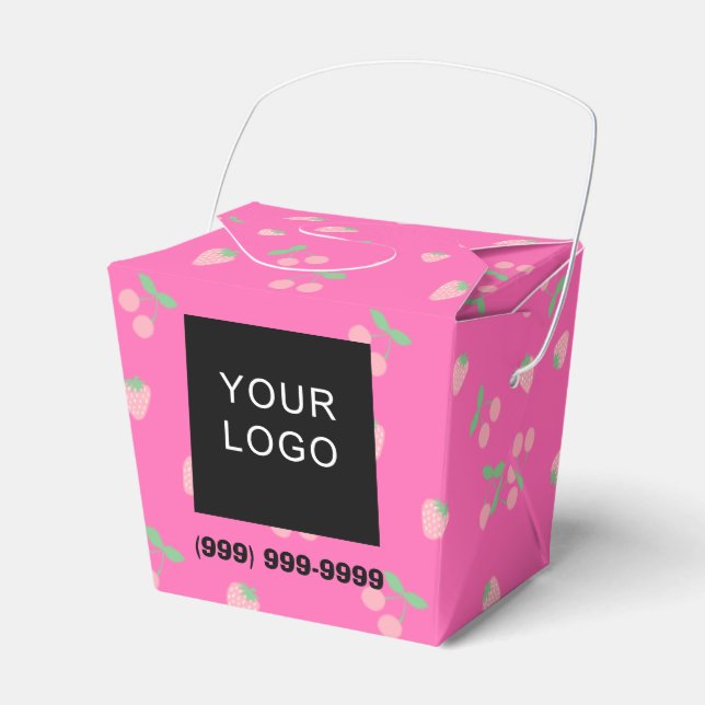 Customizable Business Logo Phone Pink Take Out  Favor Box (Front Side)
