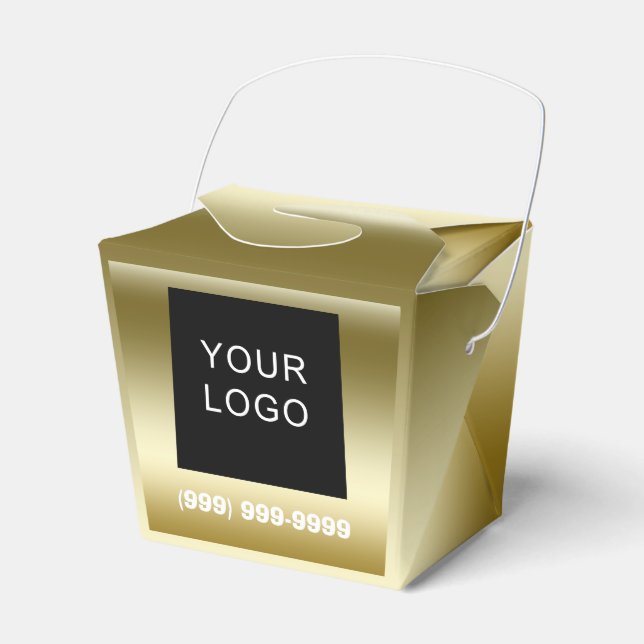 Customizable Business Logo Phone Take Out FauxGold Favor Box (Front Side)