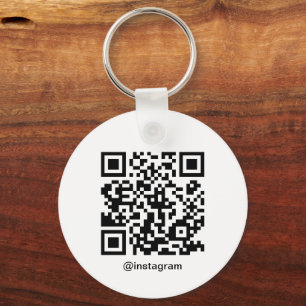 Customizable Business Logo QR Code White Keychain